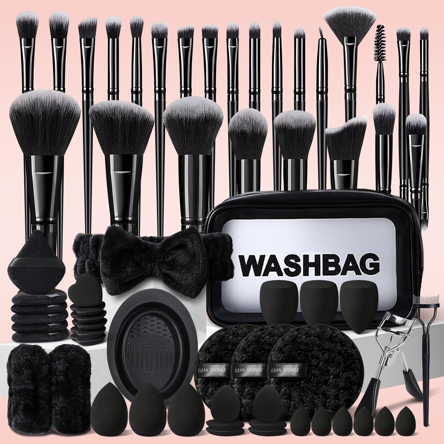 Pinceles HGHDBT negros de alta densidad para un maquillaje suave y uniforme.