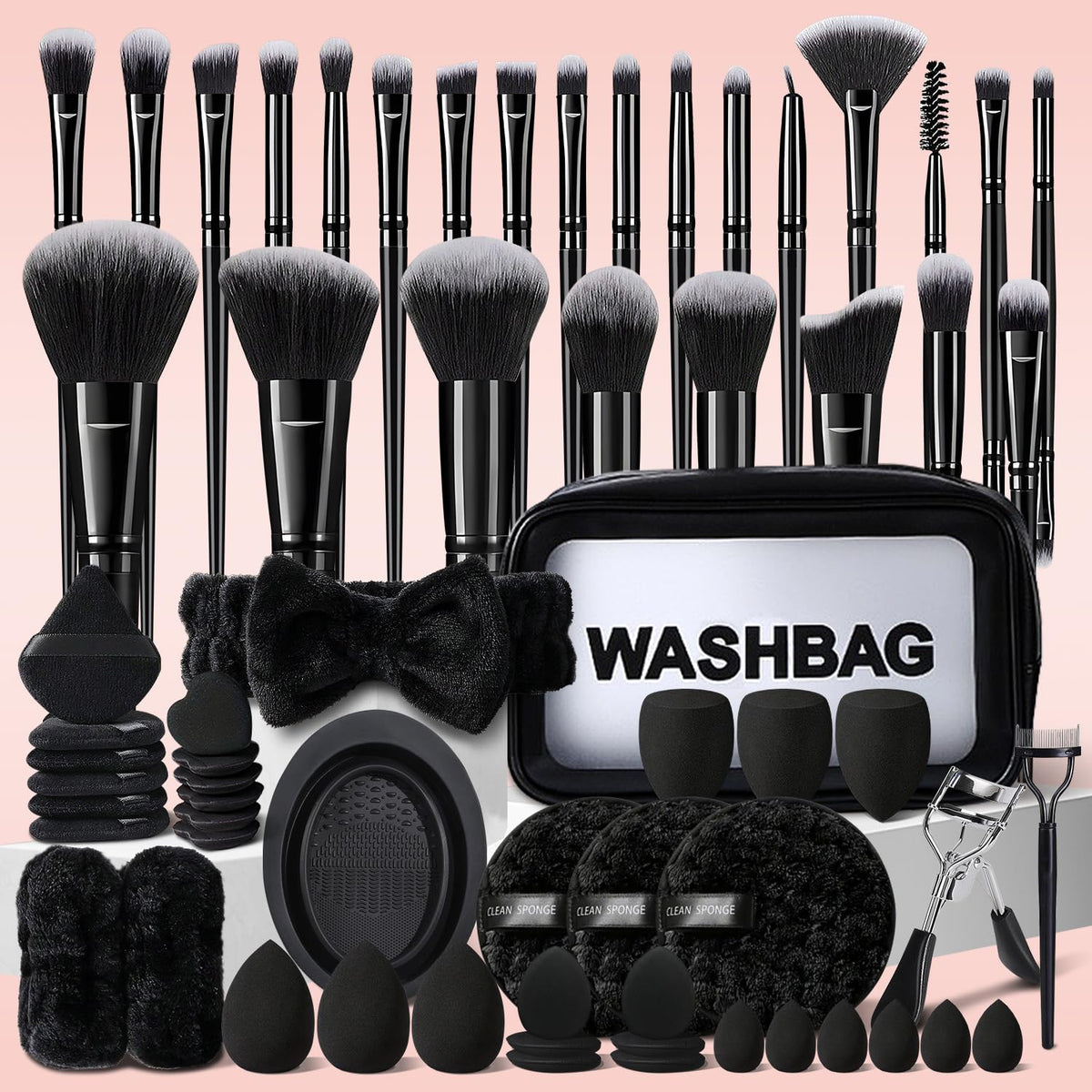 Pinceles HGHDBT negros de alta densidad para un maquillaje suave y uniforme.