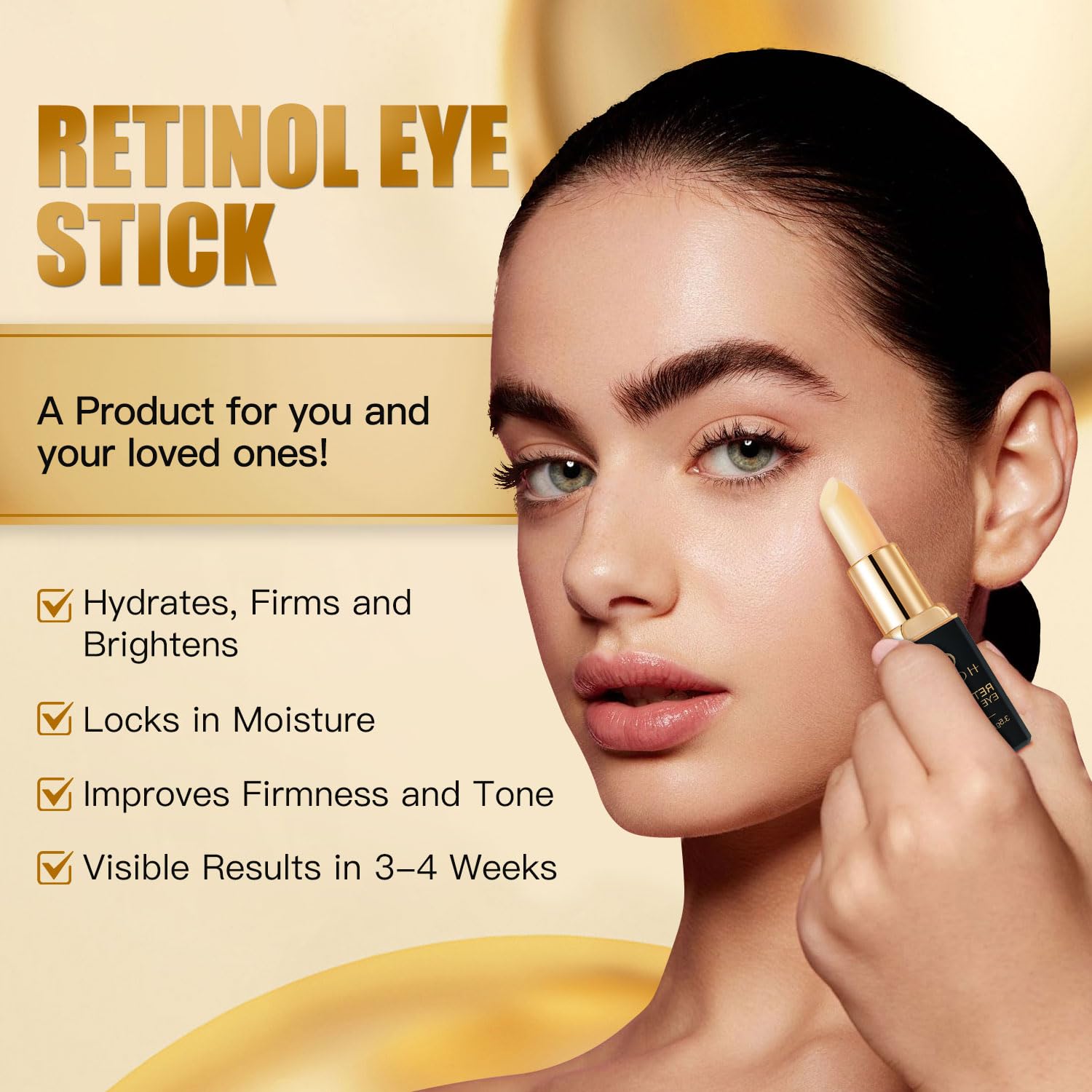 HGTG contorno de ojos con retinol: barra aplicadora que facilita la rutina.