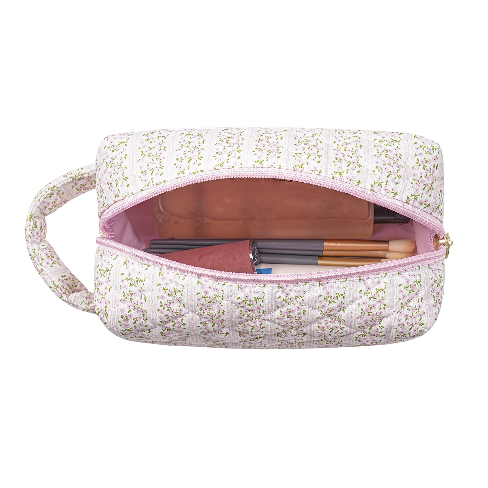 HHQQWZ Bolsa maquillaje cremallera metal resistente para mayor durabilidad en viajes.