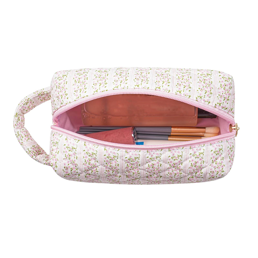 HHQQWZ Bolsa maquillaje cremallera metal resistente para mayor durabilidad en viajes.