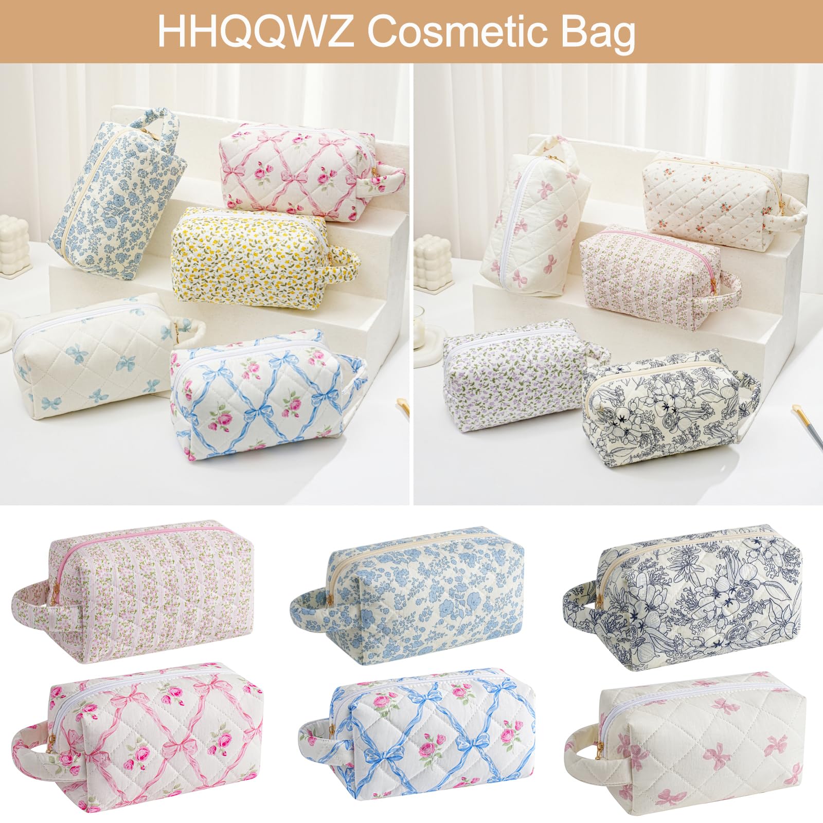 HHQQWZ Bolsa maquillaje viaje ligera, ideal para empacar sin ocupar mucho espacio.