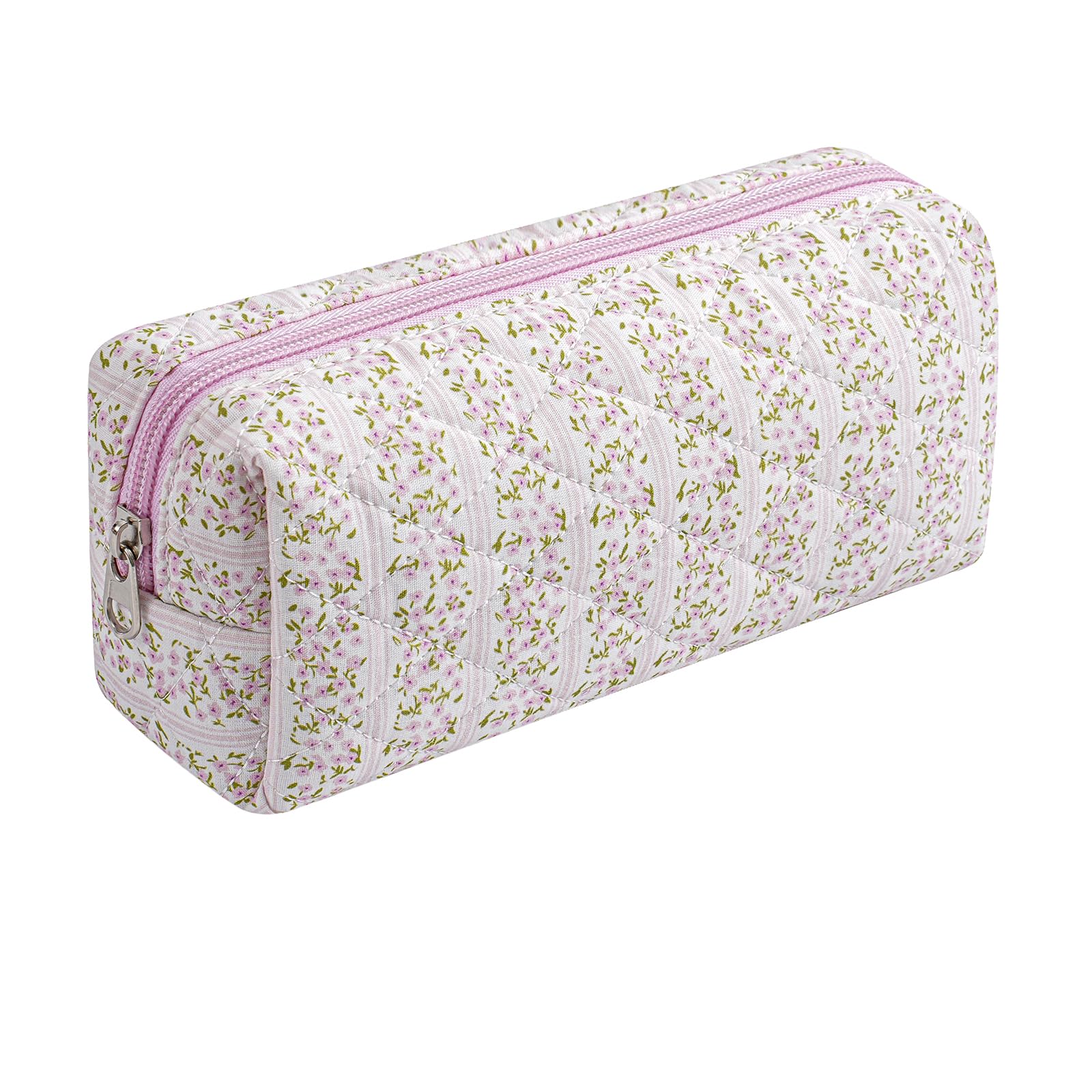 HHQQWZ bolso maquillaje floral rosado, ideal para organizar brochas y cosméticos de viaje.
