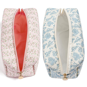 HHQQWZ dos bolsos de maquillaje con flores, perfecto para organización diaria.