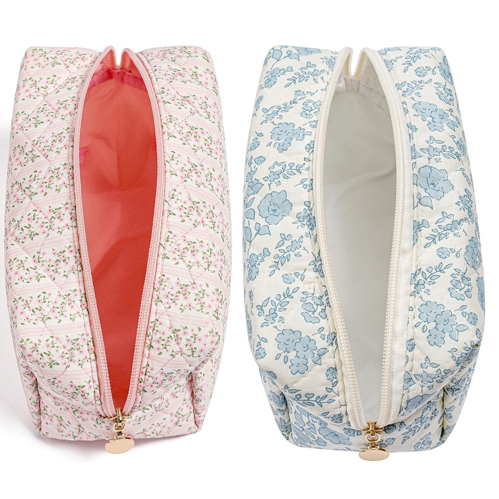 HHQQWZ dos bolsos de maquillaje con flores, perfecto para organización diaria.