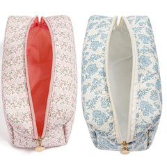 HHQQWZ dos bolsos de maquillaje con flores, perfecto para organización diaria.