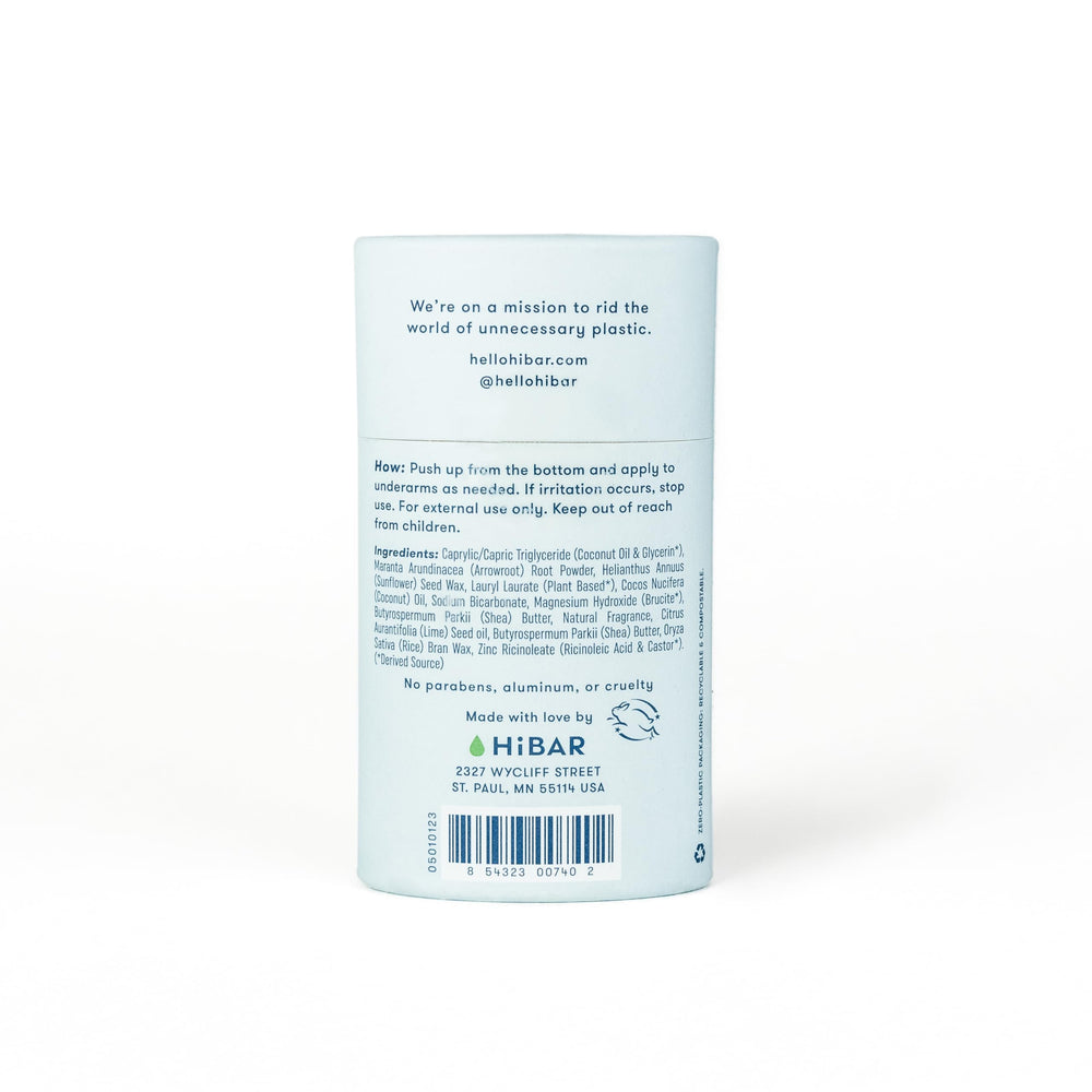 HiBAR desodorante vegano, certificado Leaping Bunny para piel sensible.