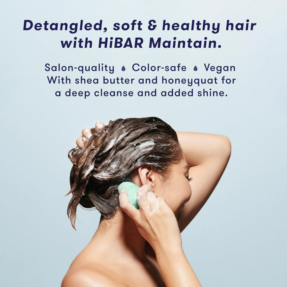 HiBAR Maintain barre-conditionneur-solide: démêlage facile et douceur durable.