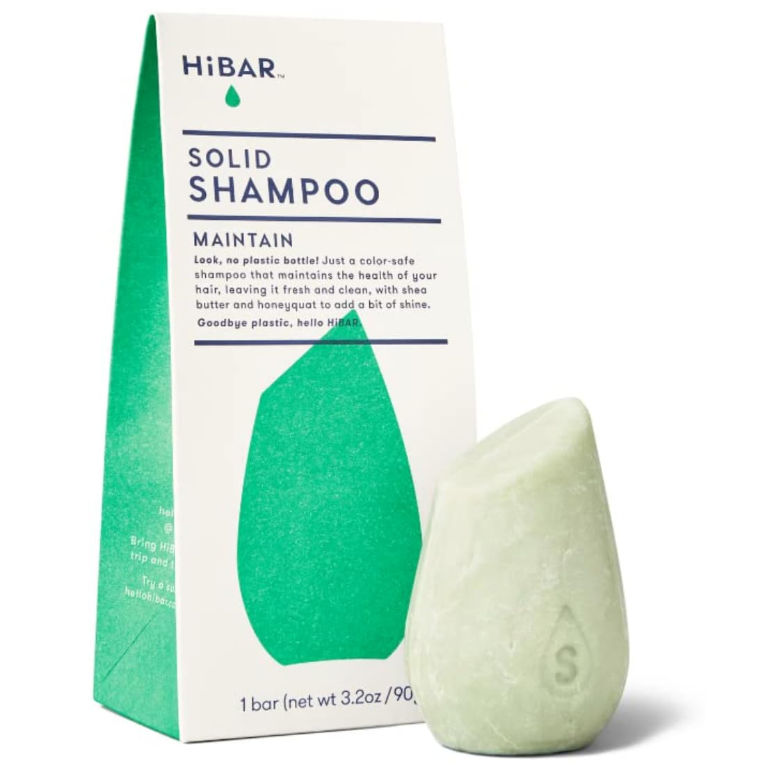 HIBAR Maintain Shampoo Bar packaging closeup showing plastic-free, eco-friendly design