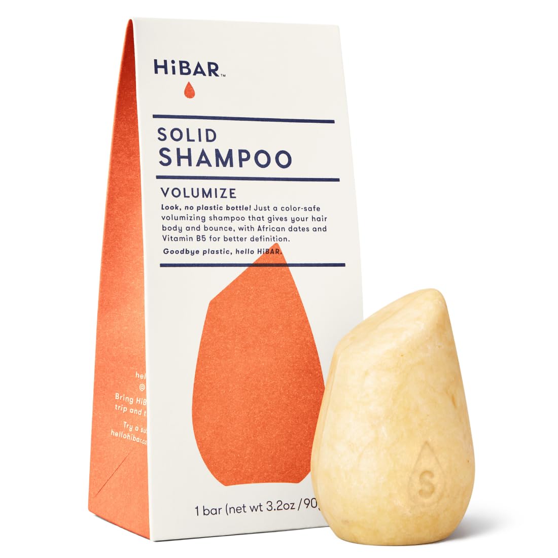 HIBAR Volumize packaging shown, plastic-free and sustainable.