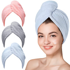Toalla Hicober de microfibra azul para cabello, secado rápido y suave.