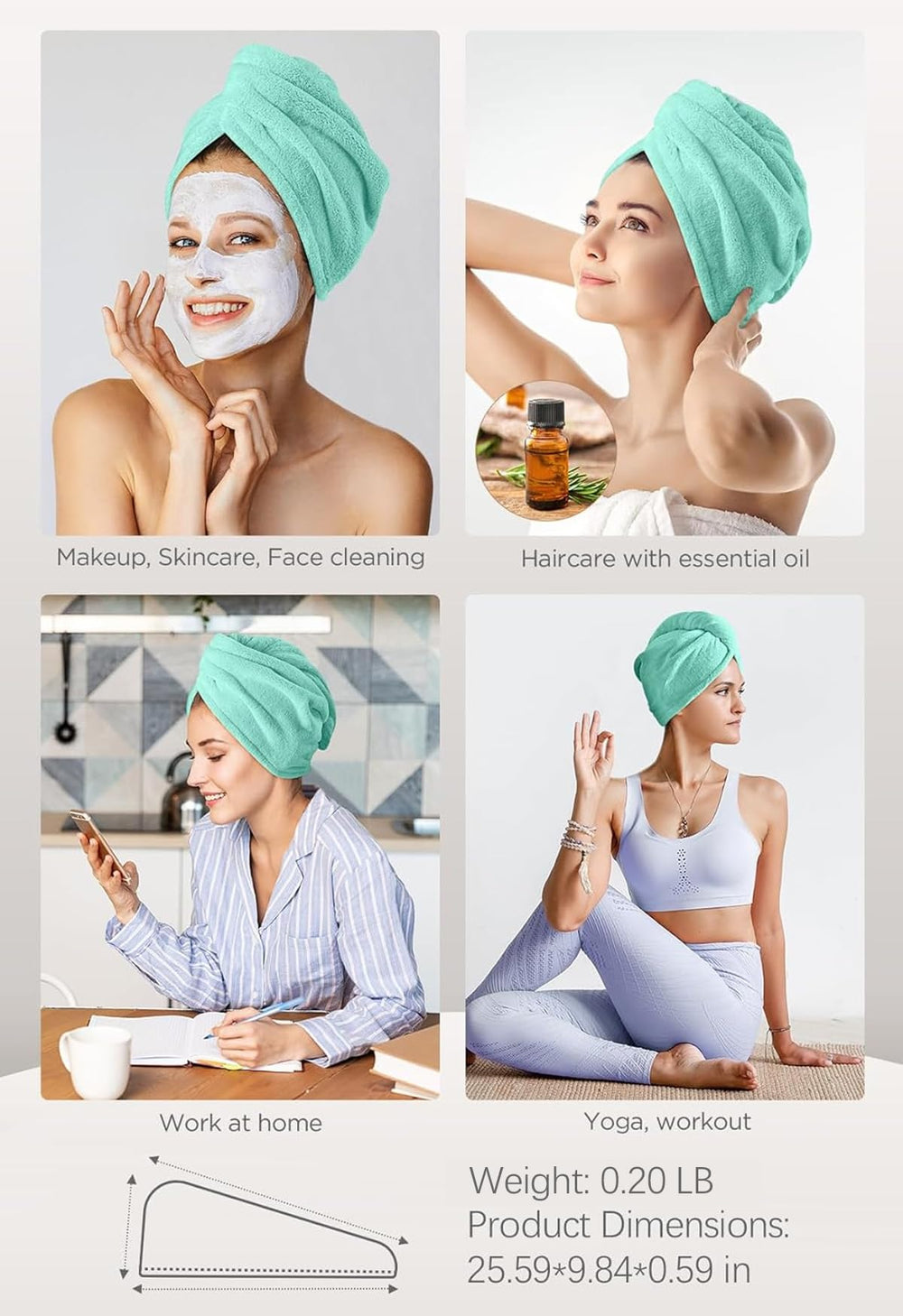 Turbante Hicober de microfibra con diseño resistente y cómodo de usar.