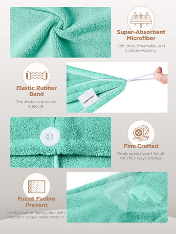 Turbante Hicober de microfibra gris para controlar el encrespamiento durante el secado.