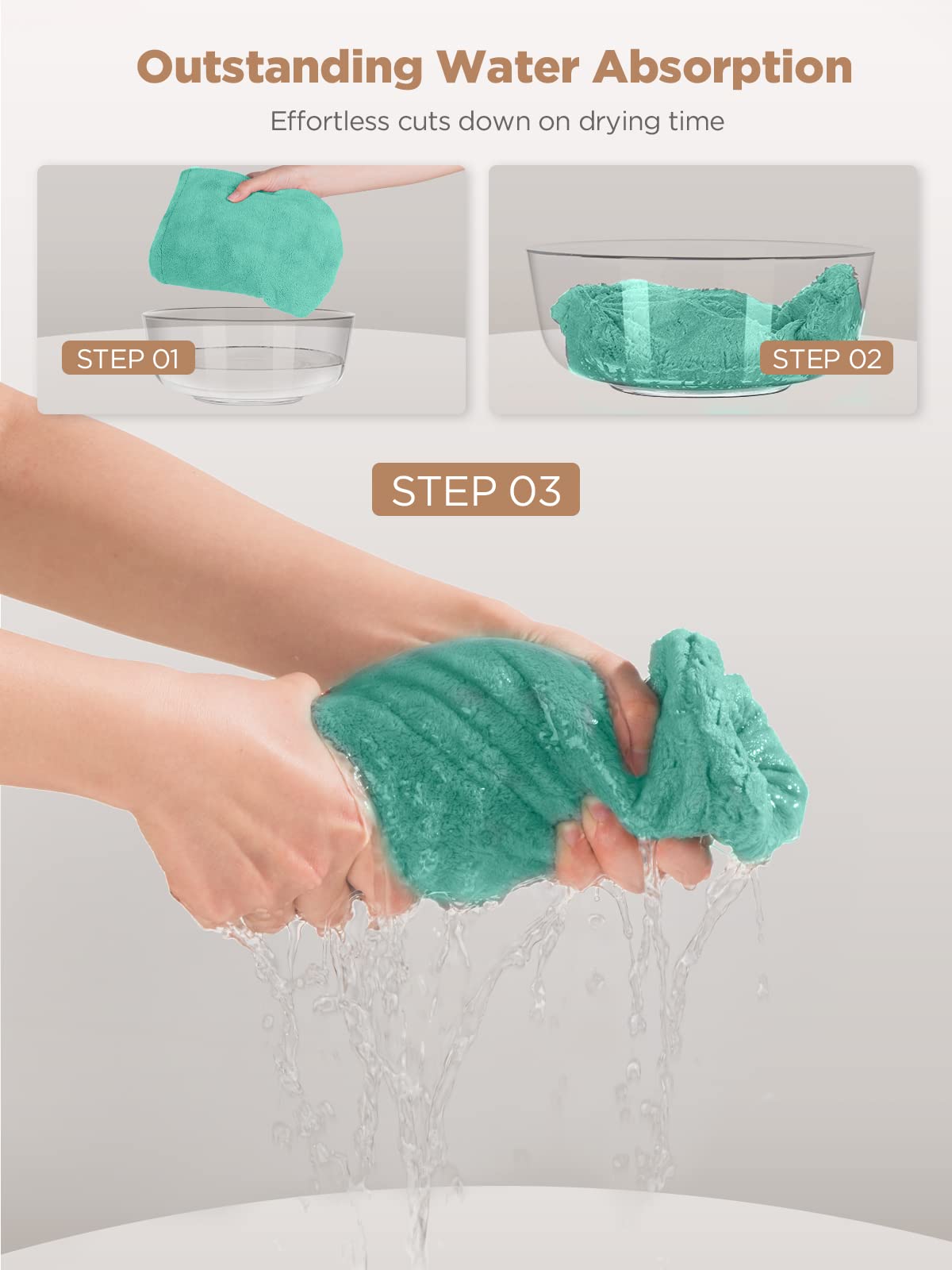 Turbante Hicober de microfibra para uso diario y cuidado del cabello.