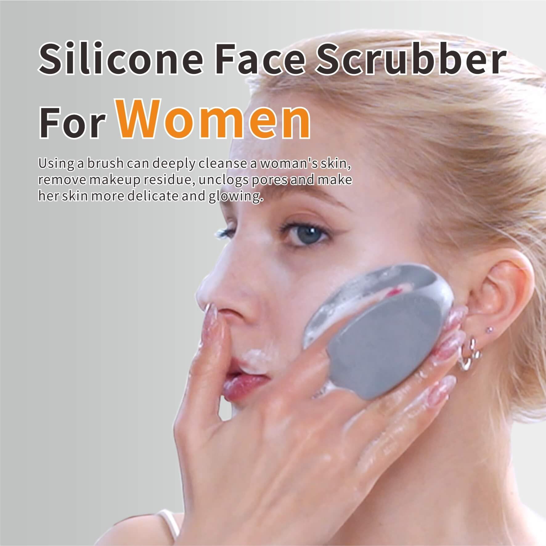Cepillo facial de silicona HIEERBUS para limpiar poros y remover maquillaje con delicadeza.