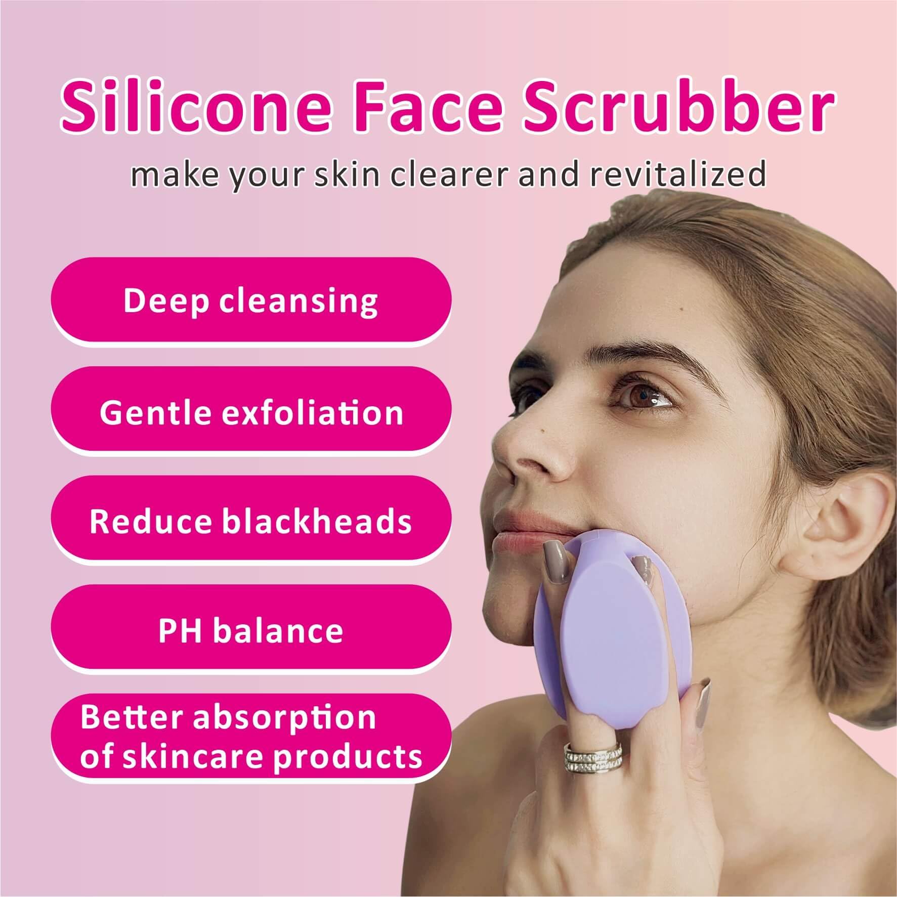 HIEERBUS cepillo facial silicona con mango ergonómico para agarre seguro.