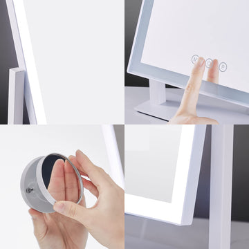 Espejo HIEEY acabado metálico blanco para una estética elegante