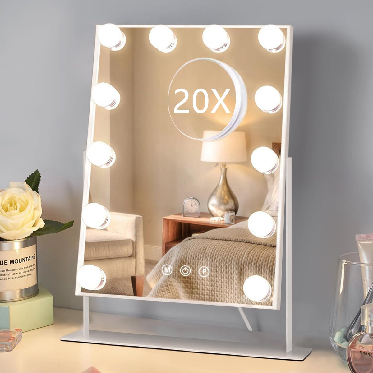 Espejo HIEEY con 12 bombillas para iluminación perfecta al maquillar