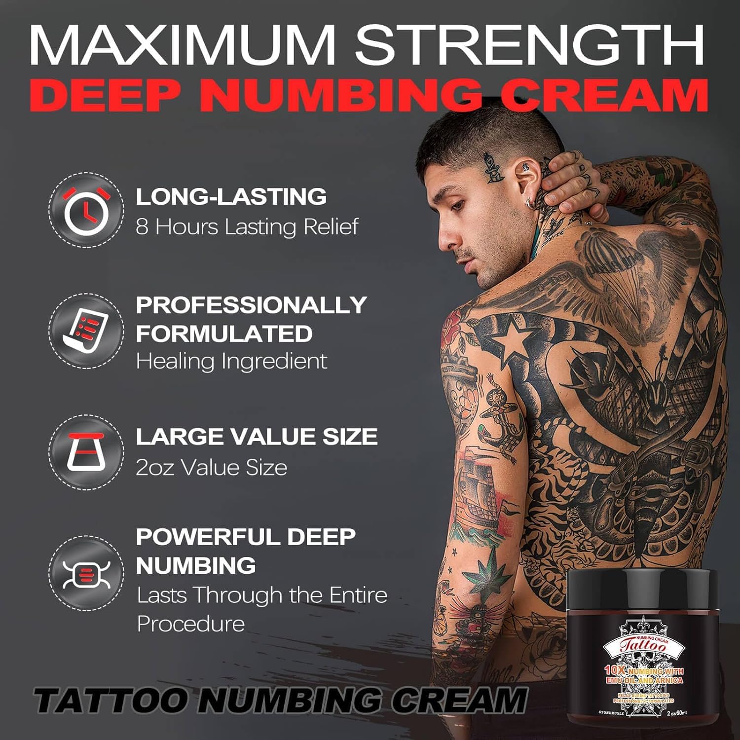 HIEKERS crema desensibilización de la piel para tatuaje, sesión más cómoda