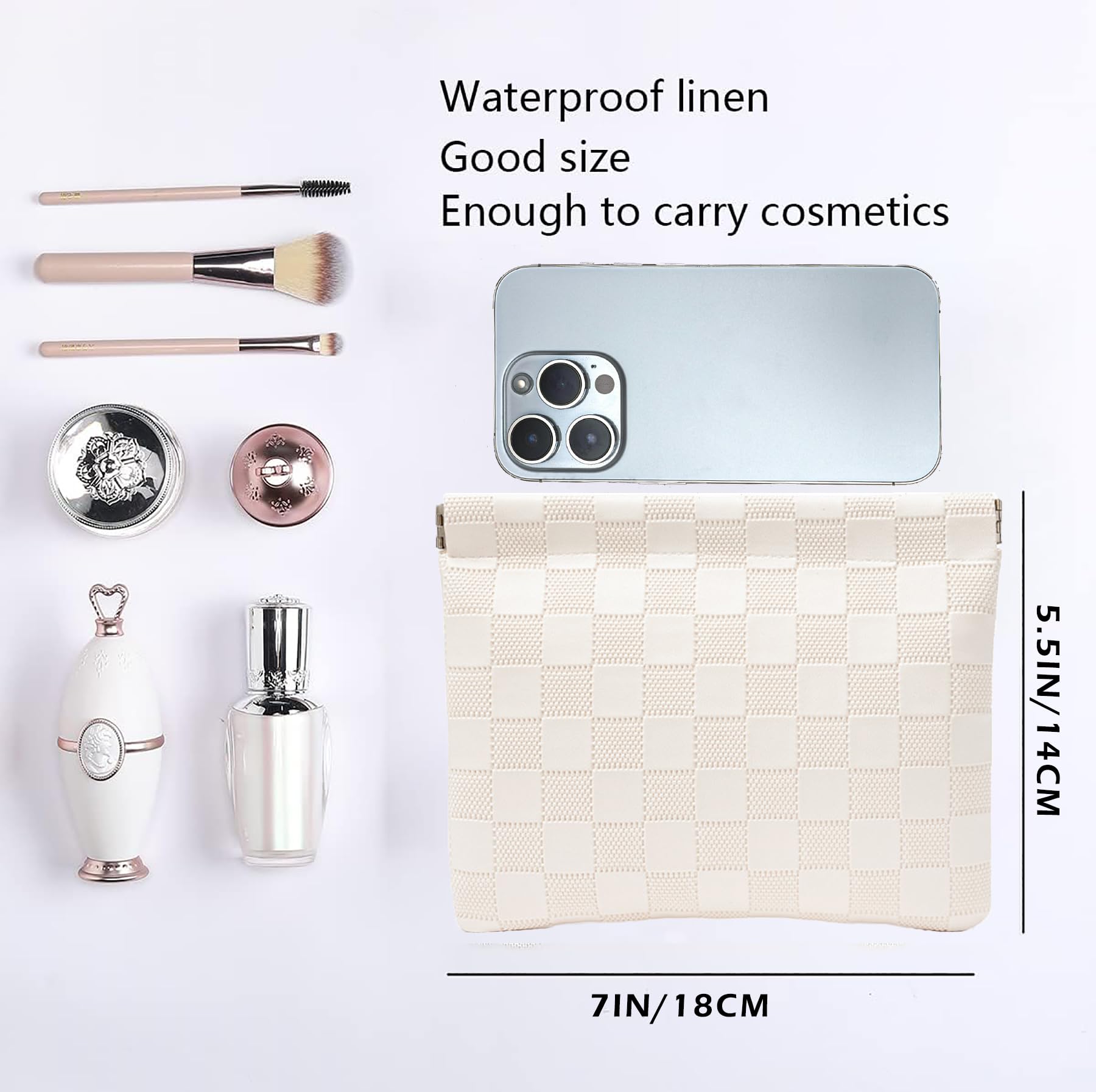 HIGH FIT Bolsa cosmetica de cuero PU impermeable para viajar con confianza.