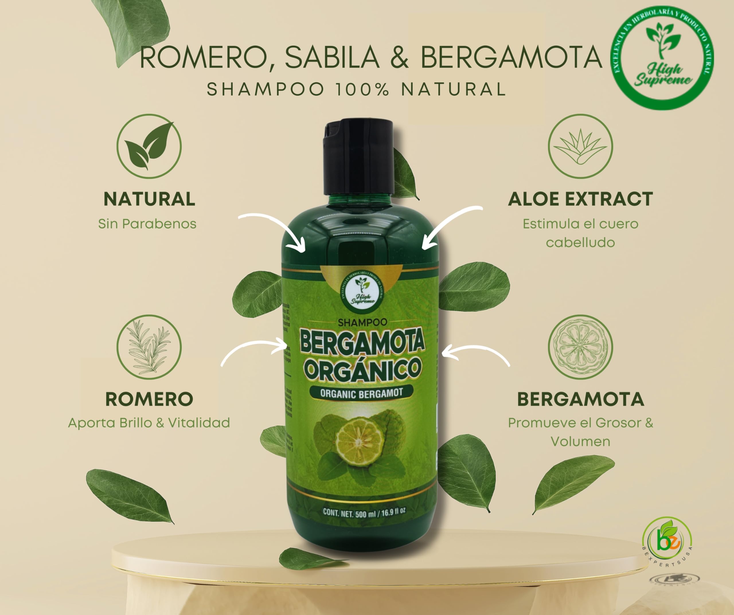 HIGH SUPREME Shampoo Envase Verde: presentación práctica para uso diario.