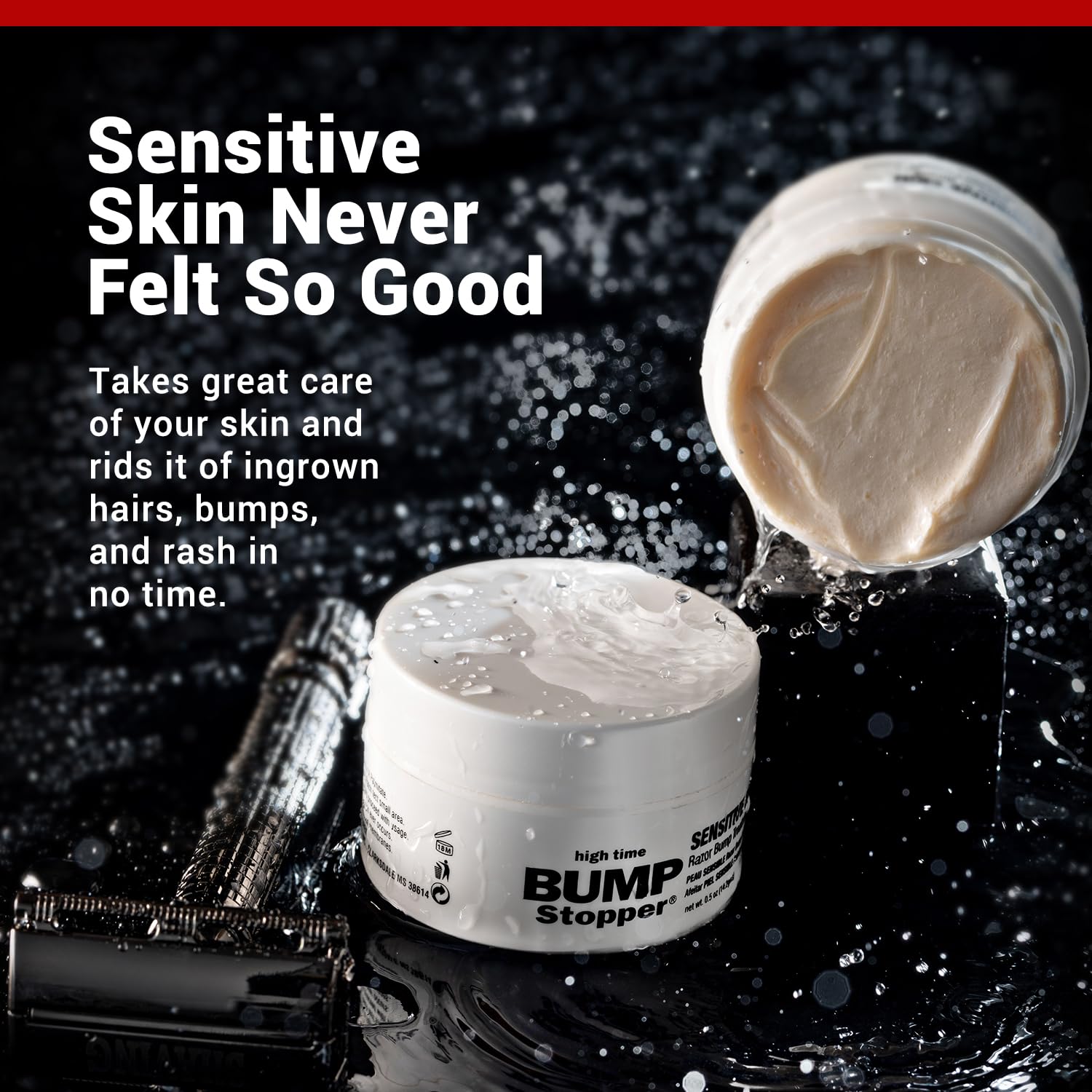 High Time Bumps Stopper Sensitive, textura crema suave para aplicación precisa.