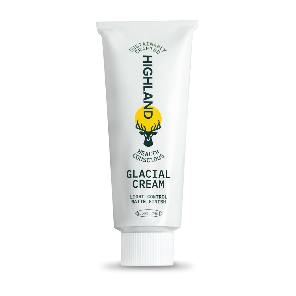 Highland Glacial Cream, botella-derrame, aplicación suave.
