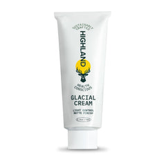 Highland Glacial Cream, botella-derrame, aplicación suave.
