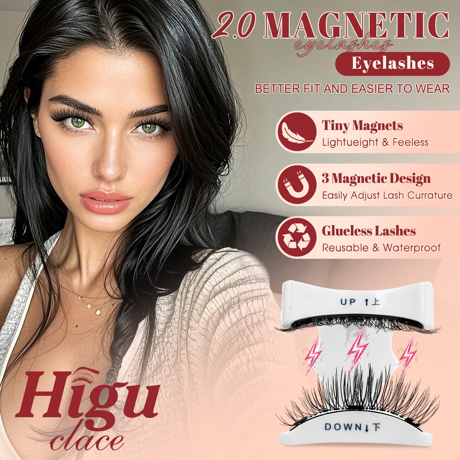 Cilios magnéticos Higu Clace, aplicación en 3 segundos para salir rápido