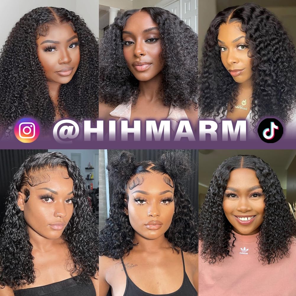 Peruca Hihmarm Curly Bob 14 pulgadas color natural para estilo versátil.