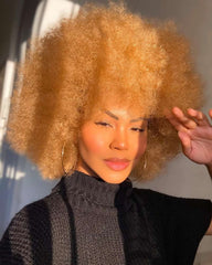 Peluca HIHOO para uso diario, afro rizado rubio, cambio de look rápido
