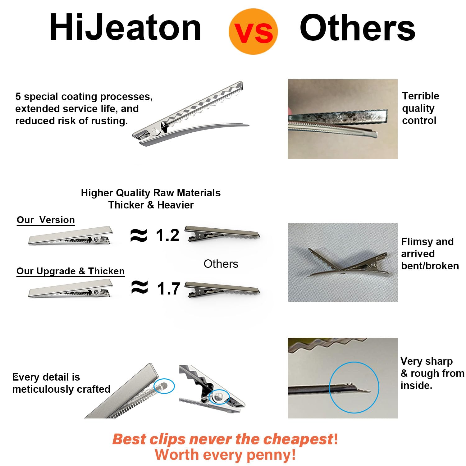 HiJeaton pinza alligator lisa, ideal para peinados suaves