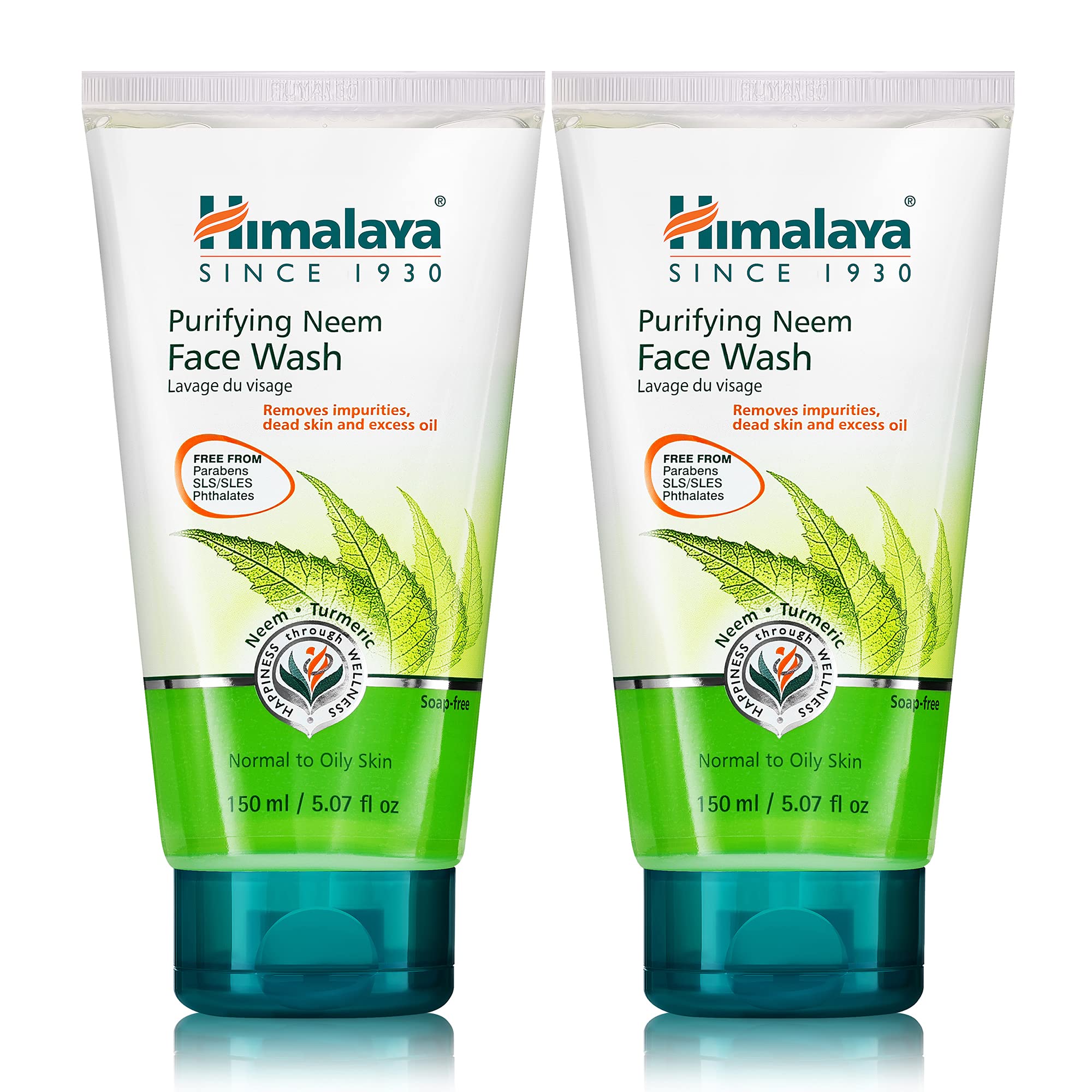 Himalaya limpiador facial Neem purificante, frente del envase, limpieza suave para piel grasa