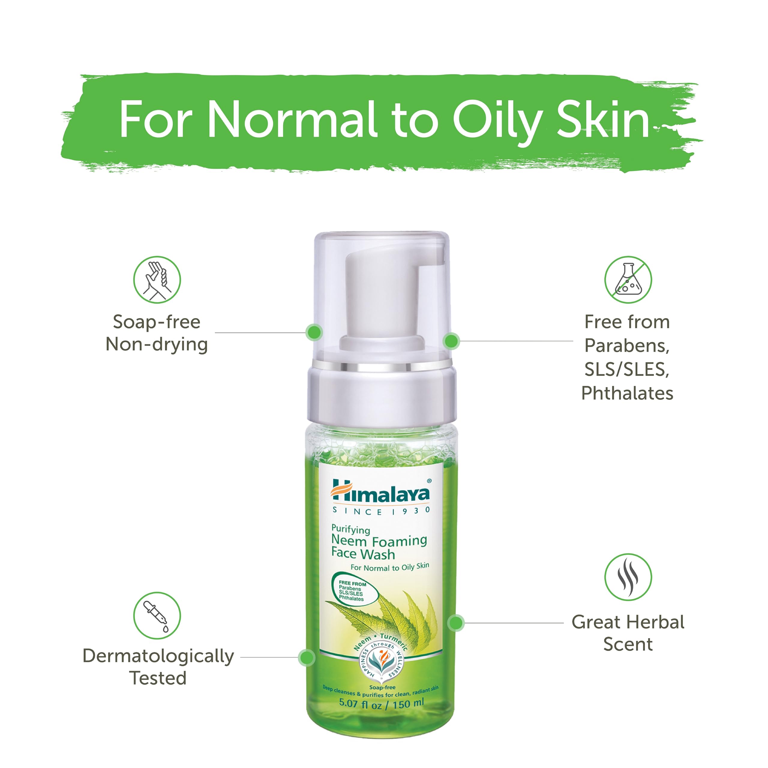 Himalaya Purifying Neem producto dermatológicamente probado para piel sensible y grasa.