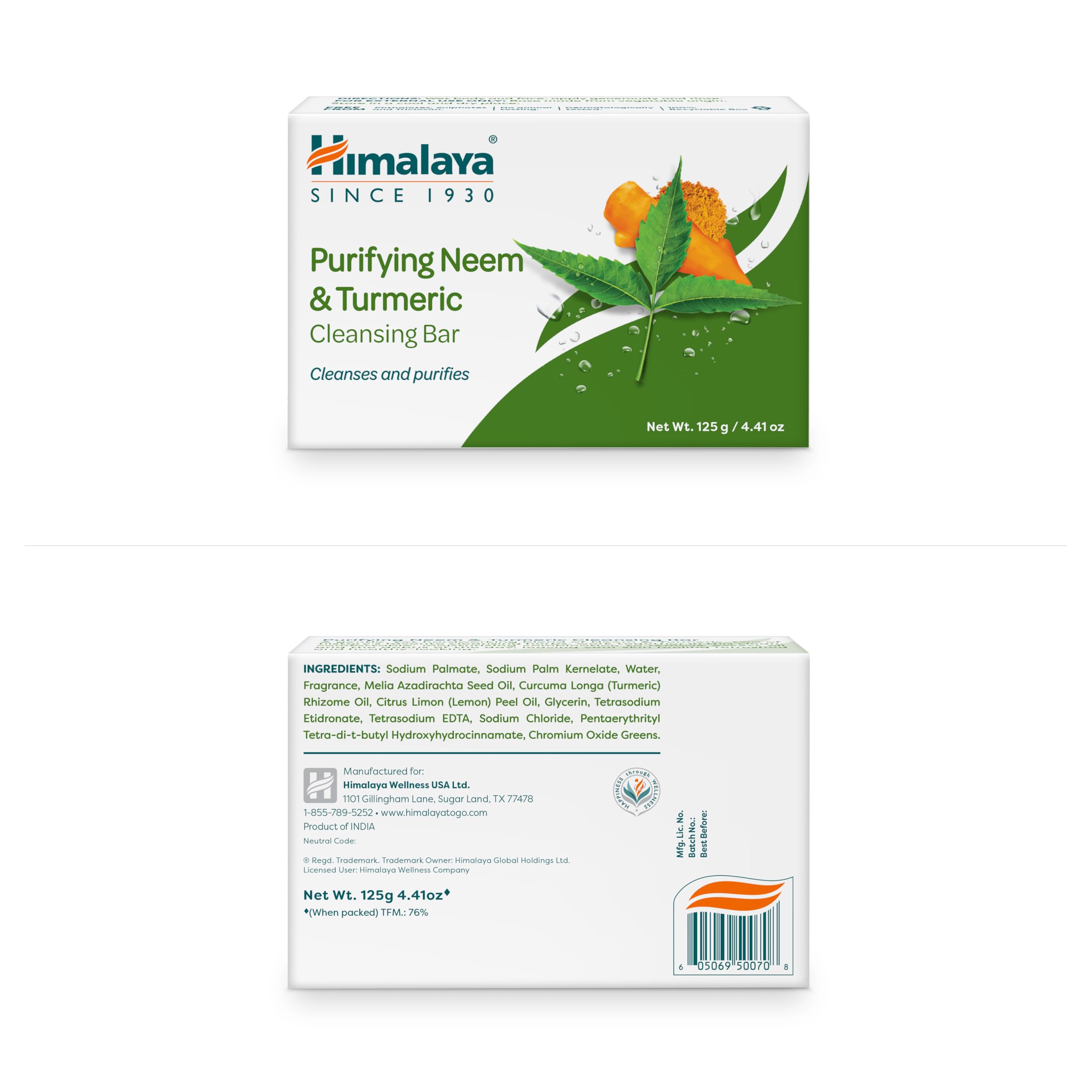 Himalaya barra purificante con espuma cremosa para una limpieza suave.