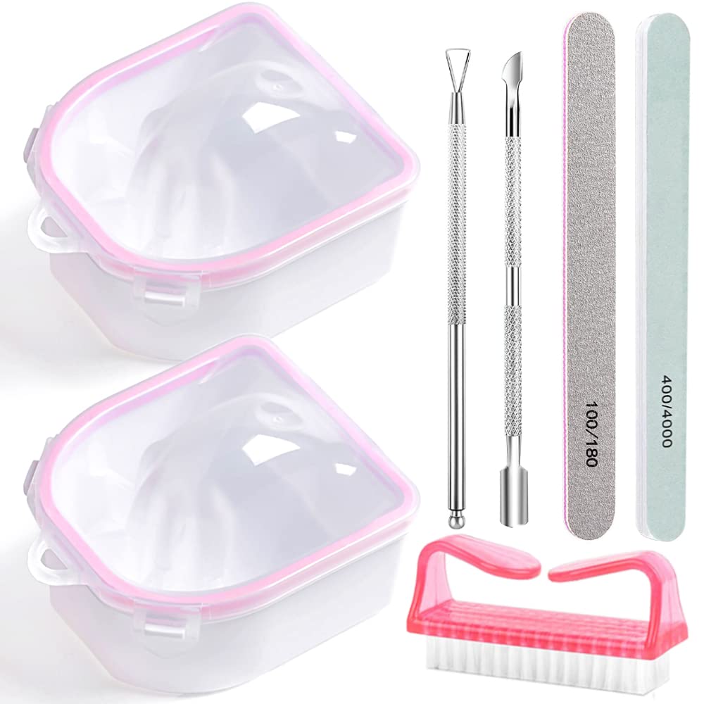 HiMo cuenco remojo para uñas con doble capa para acetona