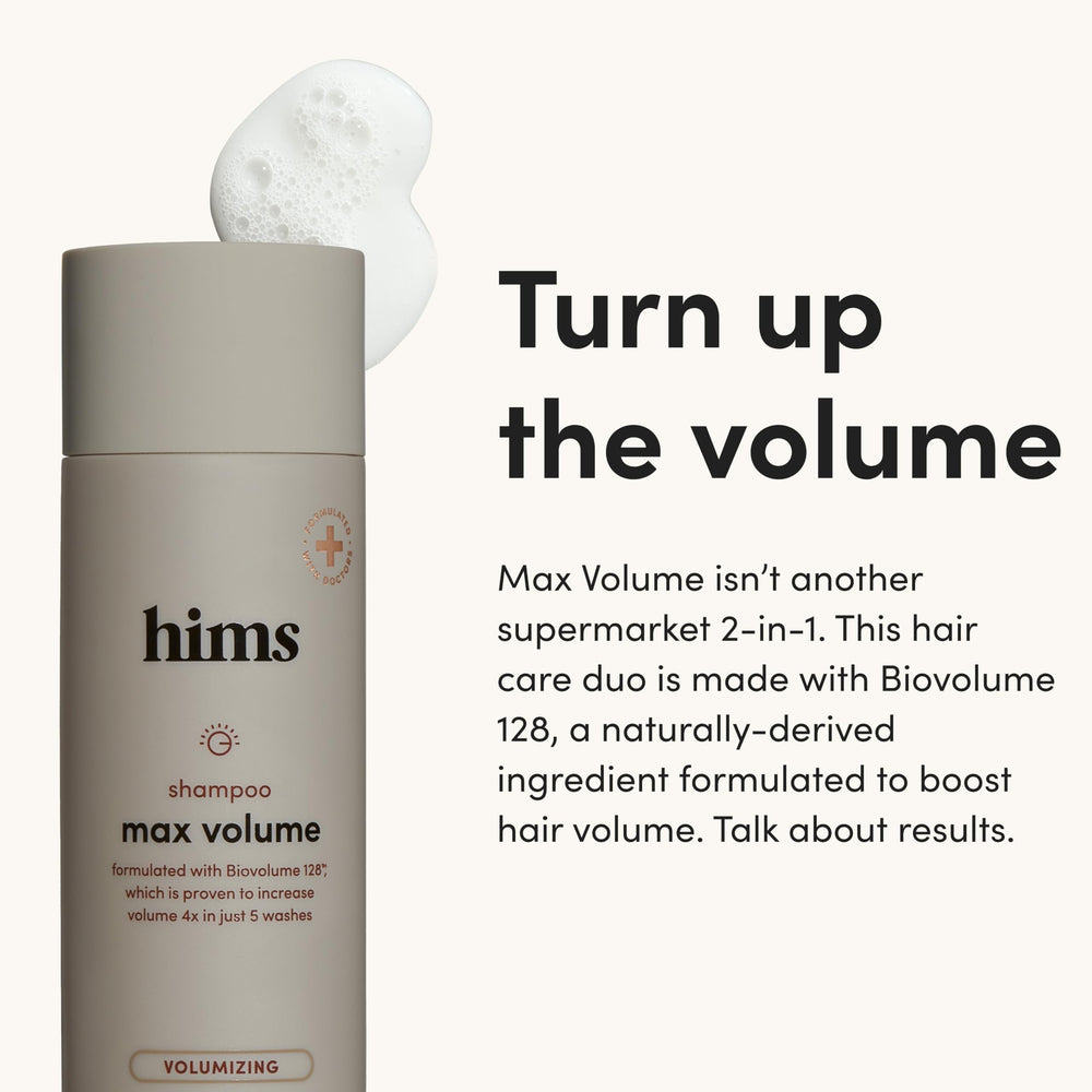 Hims & Hers Après‑Shampoing Volume maximal, flacon citronné pour démêlage facilité.