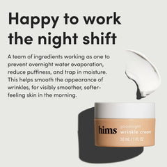 hims Goodnight Wrinkle Cream con ácido hialurónico, hidratación profunda durante la noche.
