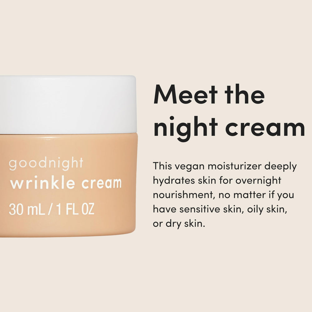 textura cremosa de hims Goodnight Wrinkle Cream, sensación suave durante la noche.