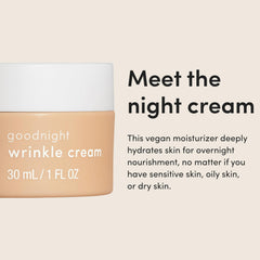 textura cremosa de hims Goodnight Wrinkle Cream, sensación suave durante la noche.