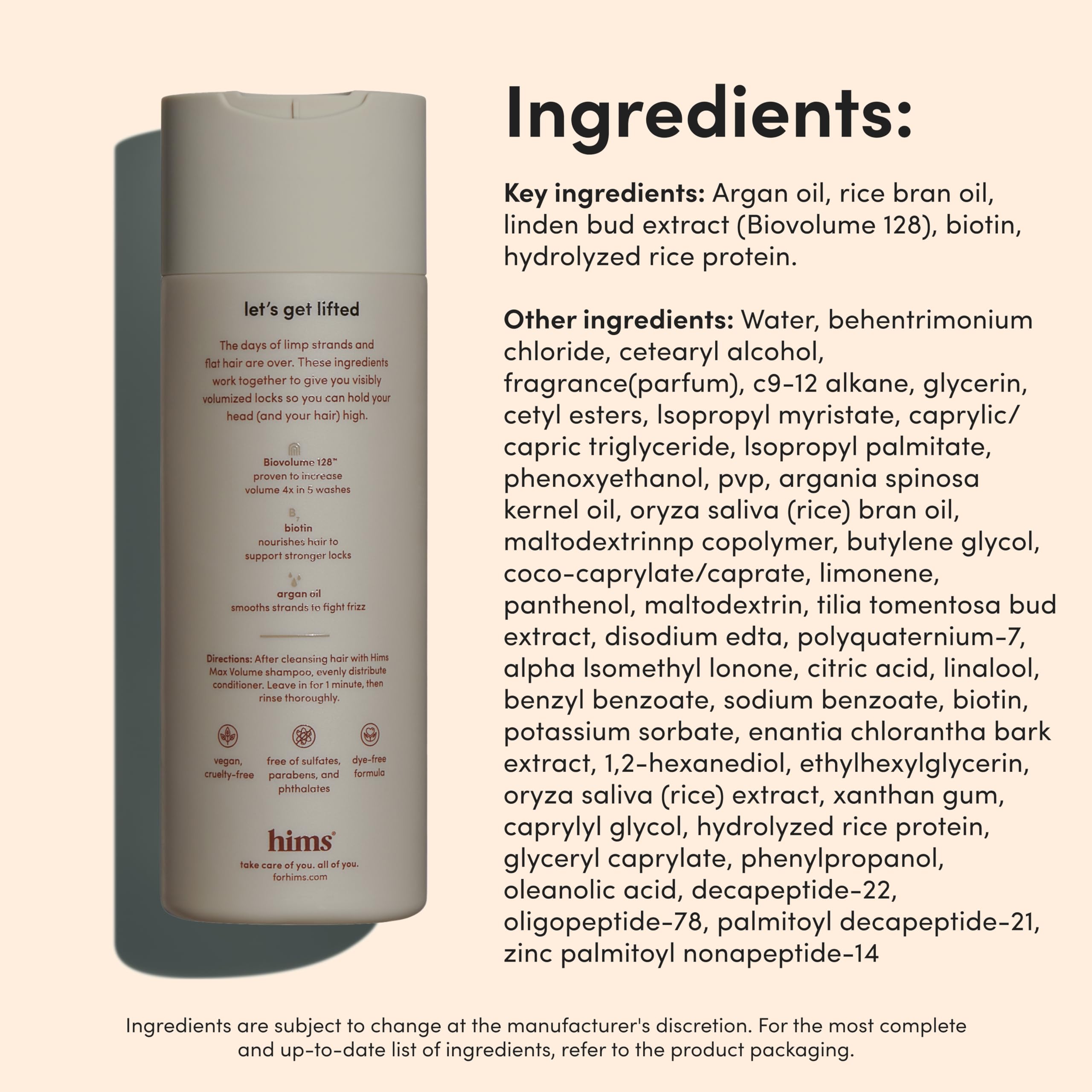 hims y hers max volume conditioner brillo suave en mechones