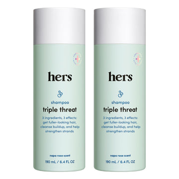 Botella de Hims & Hers Champú Amenaza Triple con aroma Napa Rose para uso diario