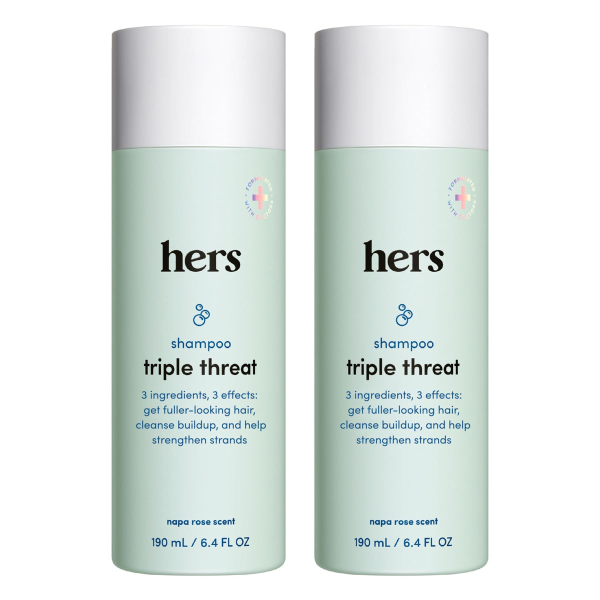 Botella de Hims & Hers Champú Amenaza Triple con aroma Napa Rose para uso diario