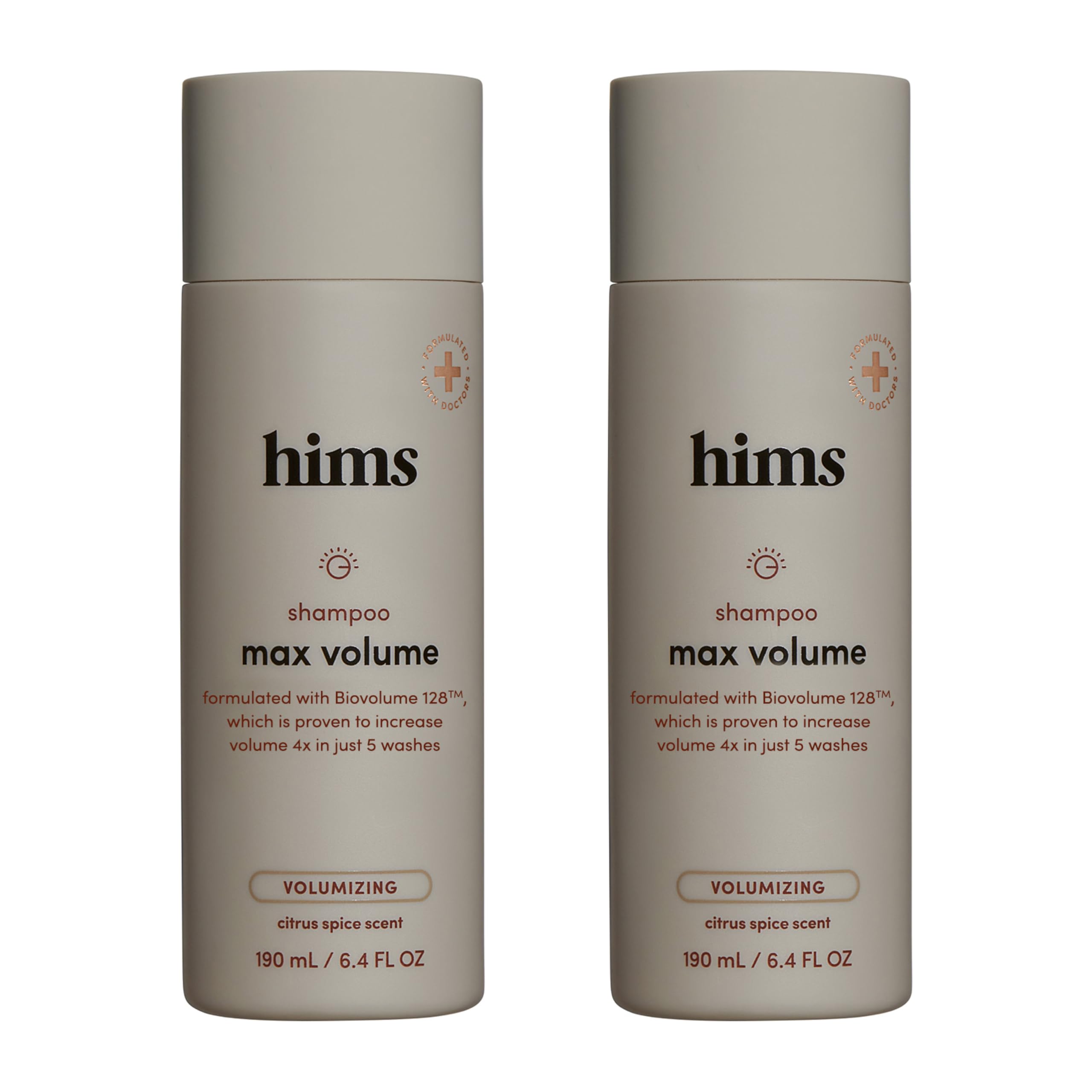Hims Max Volume Champú: botella visible para añadir volumen al cabello fino.