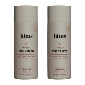 Hims Max Volume Champú: botella visible para añadir volumen al cabello fino.