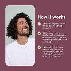Hims Max Volume Champú: cabello con brillo y rebote tras el lavado.