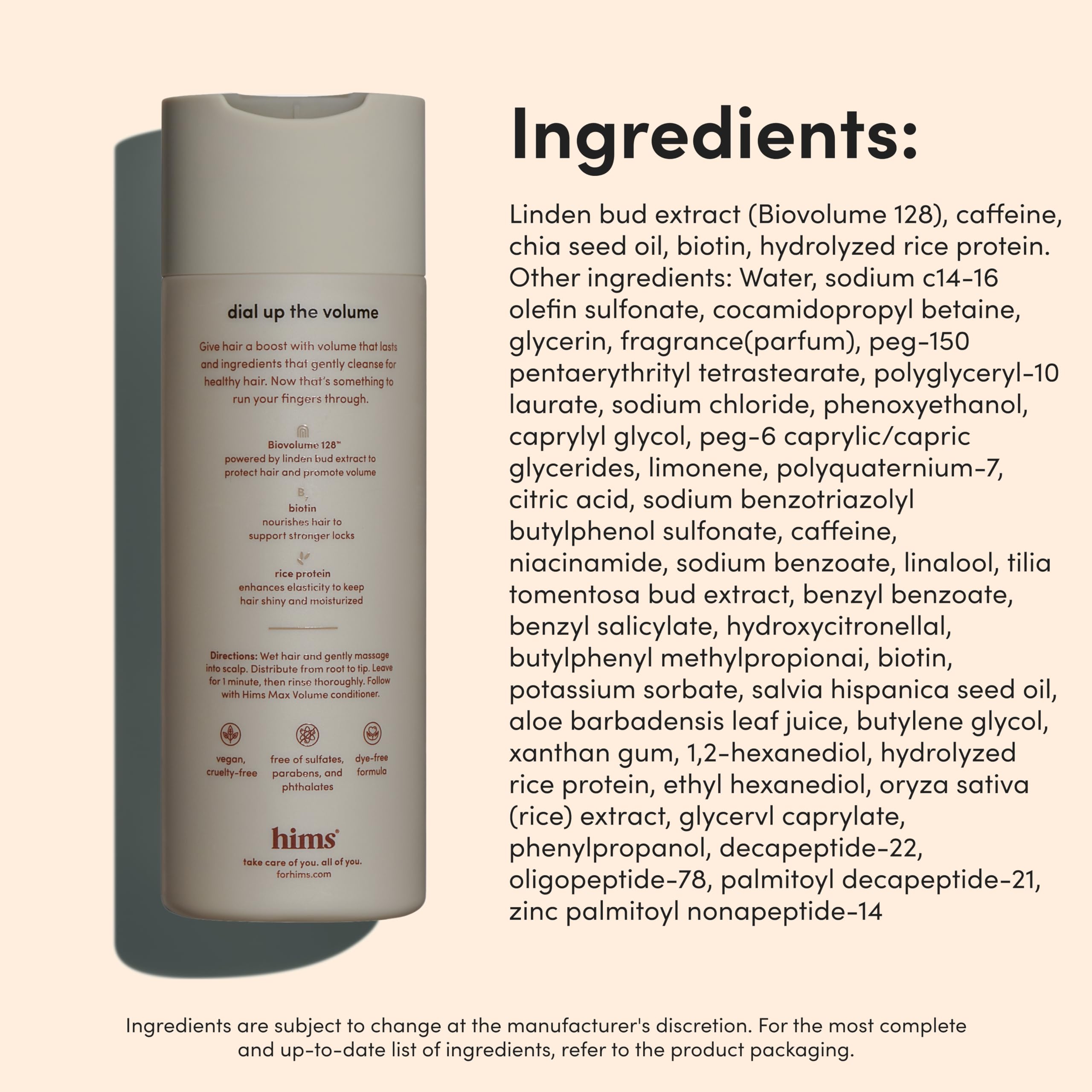 Hims Max Volume Champú: cuidado del cuero cabelludo sin irritación.