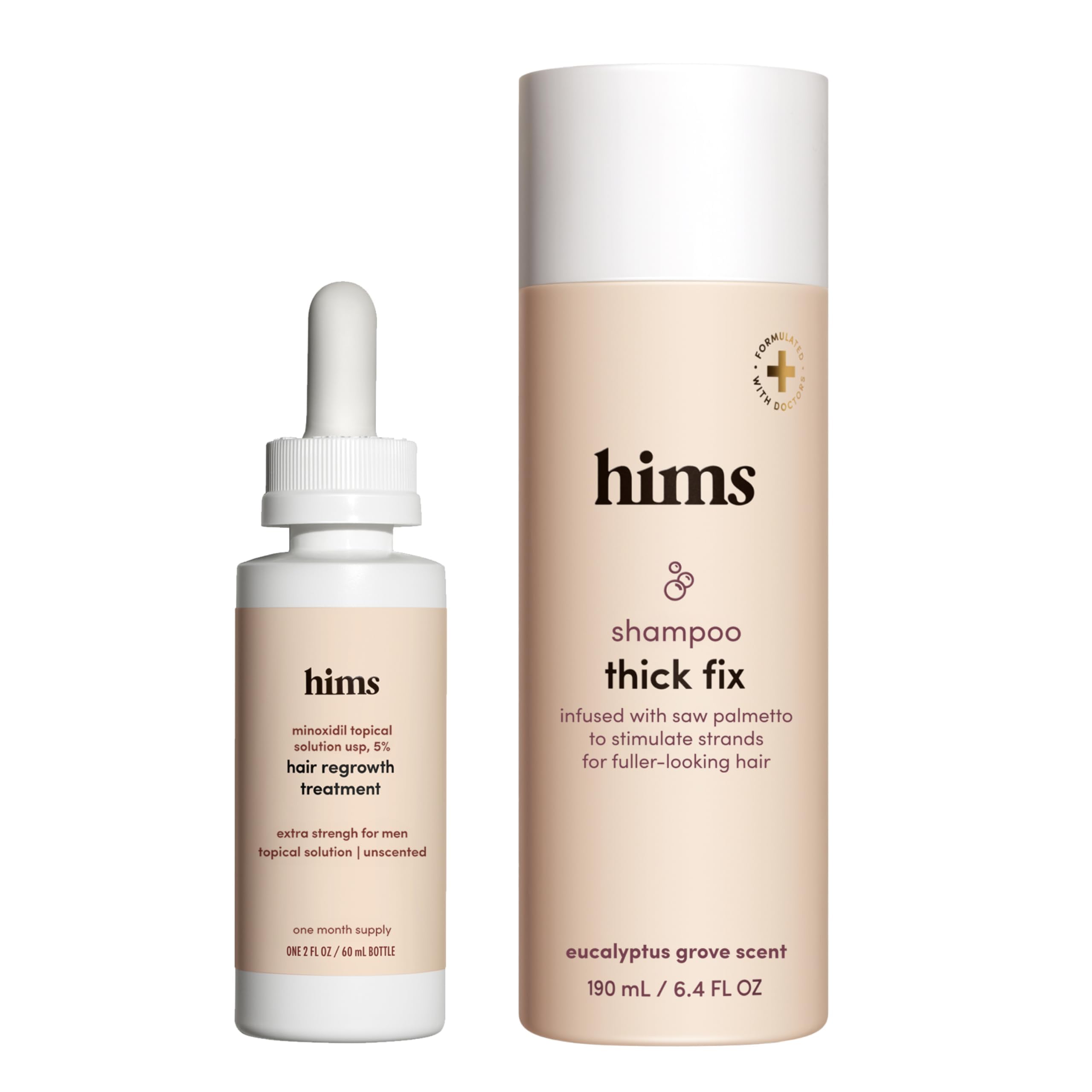 Champú Hims Thick Fix en botella frontal para cabello más denso.