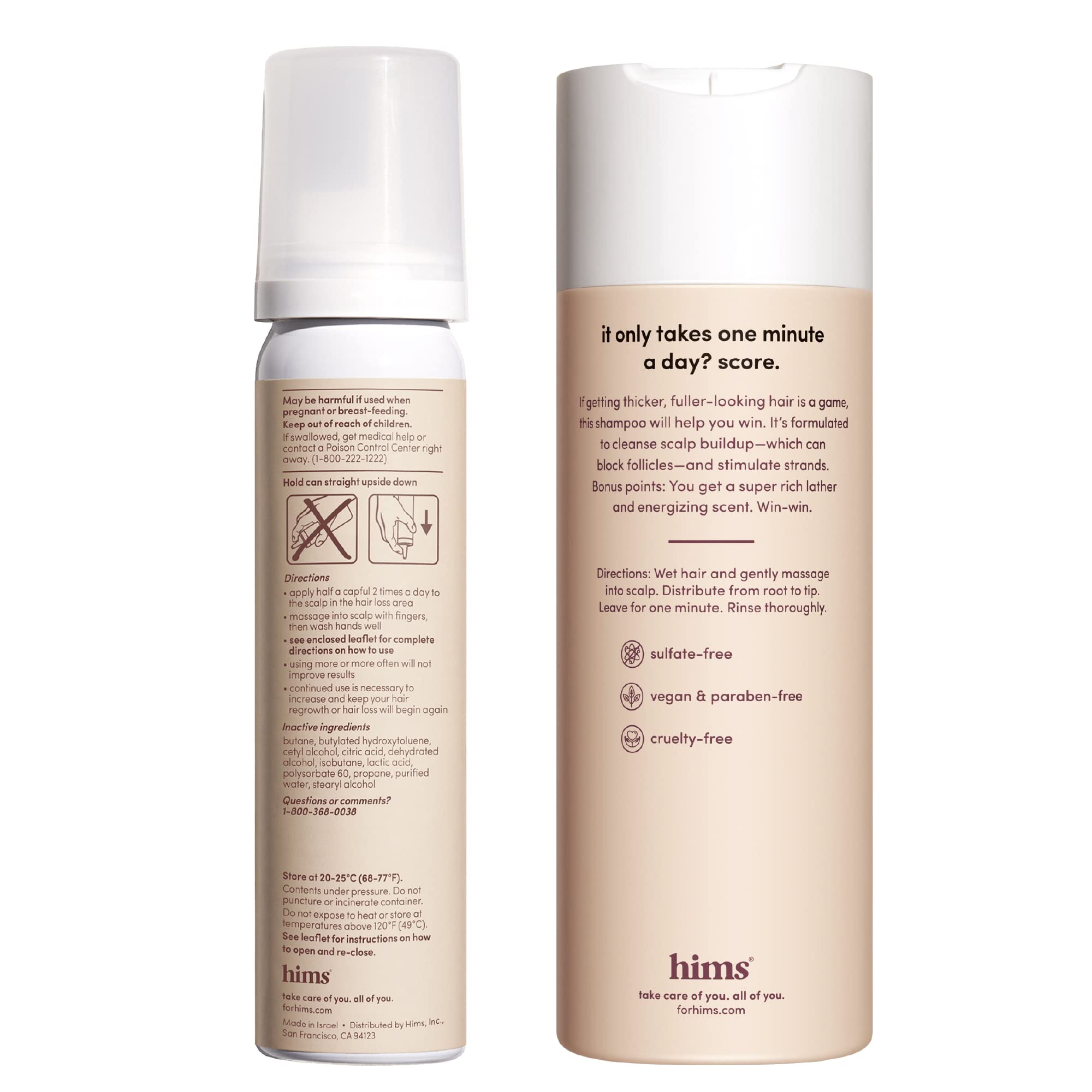 Hims Thick Fix espuma minoxidil: aplicación uniforme para posibles resultados.