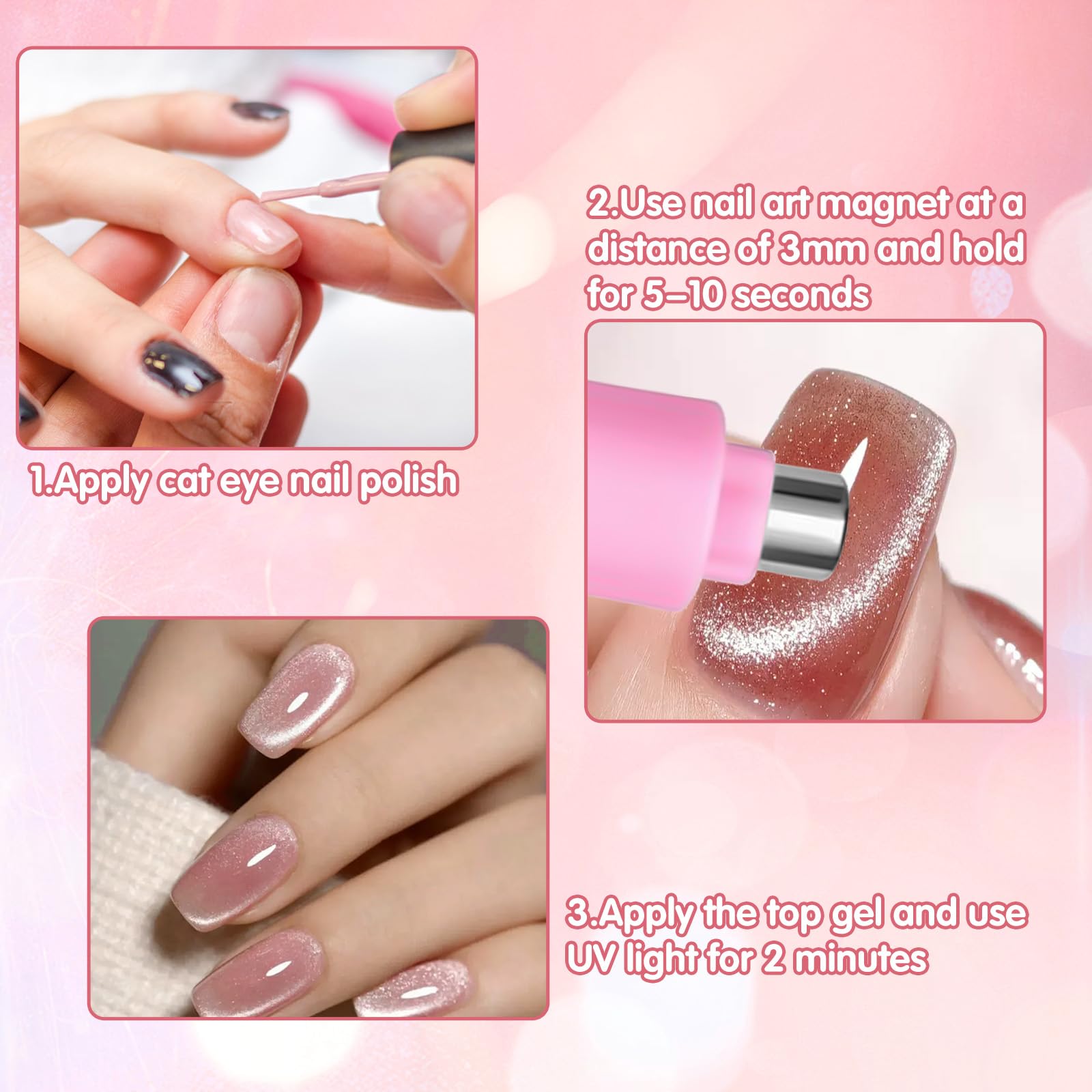 HINGTAI ojo de gato imán conjunto efecto vidrio en uñas.